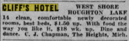 Cliffs Hotel (Heights Inn) - June 1940 Ad